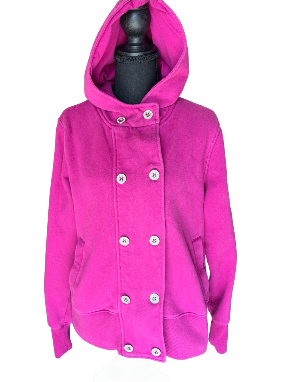 Ariat Pink Hooded Sweatshirt Jacket Peacoat Button Zip Large